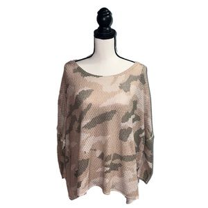 POL- camo knit long sleeve top